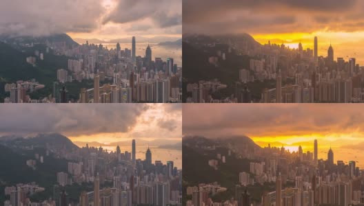 在香港渣甸山拍摄的香港天际线移动云电影高清在线视频素材下载