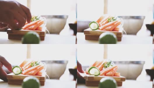 手握寿司，是传统日本料理中的寿司高清在线视频素材下载
