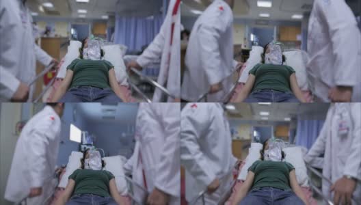 医院轮床上的病人高清在线视频素材下载