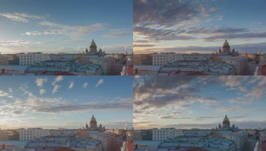 从屋顶看圣彼得堡的时间推移高清在线视频素材下载