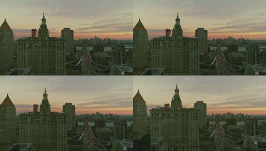 纽约市曼哈顿市中心的高架全景夜景高清在线视频素材下载