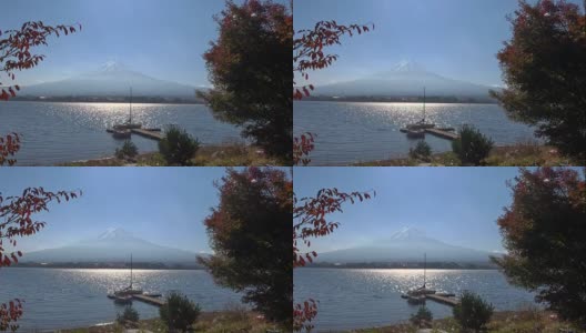 早上的富士山和川口湖高清在线视频素材下载