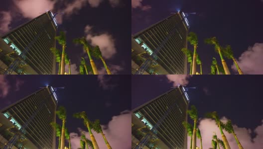 夜光珠海市海湾酒店建设顶视图棕榈全景4k时间流逝中国高清在线视频素材下载