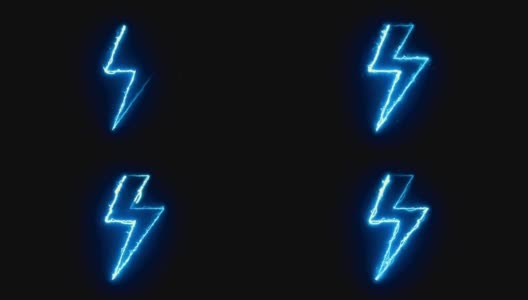 闪电形状，电流，蓝色能量暗动画高清在线视频素材下载