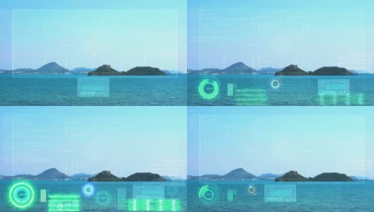 人工智能雷达正在扫描分析岛上的地质资源信息高清在线视频素材下载