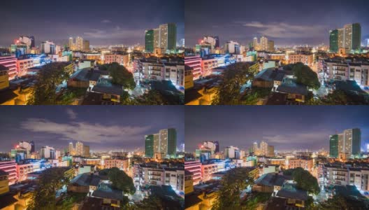 马尼拉马卡蒂摩天大楼的时光流逝。菲律宾的夜景高清在线视频素材下载