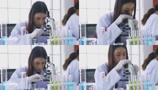 女人和同事在实验室做医学研究高清在线视频素材下载