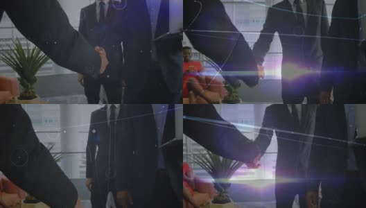 不同的商业人士在办公室握手的网络连接动画高清在线视频素材下载