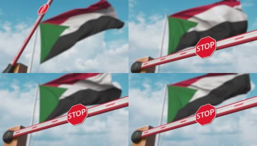 苏丹国旗处关闭的围栏门高清在线视频素材下载