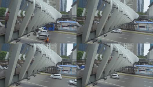 人行天桥上的高速公路高清在线视频素材下载