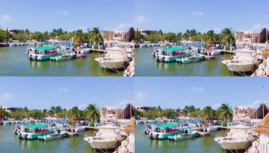 全景景观Holbox村港口Muelle de Holbox墨西哥。高清在线视频素材下载