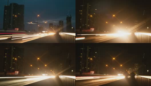 曼谷城市交通路线上的桥在黄昏到夜晚高清在线视频素材下载