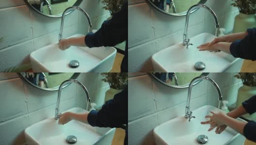 高清视频-女人清洁她的手在厕所。高清在线视频素材下载