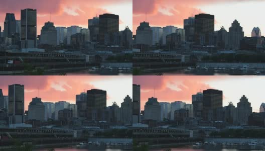 蒙特利尔，魁北克城市风景在日落高清在线视频素材下载
