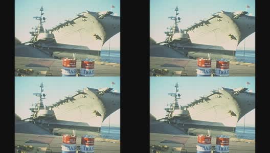 20世纪70年代美国航空母舰战舰档案高清在线视频素材下载