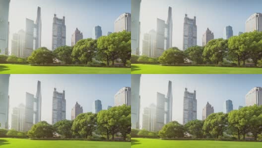 hyper lapse, park in陆家嘴金融中心，中国上海高清在线视频素材下载