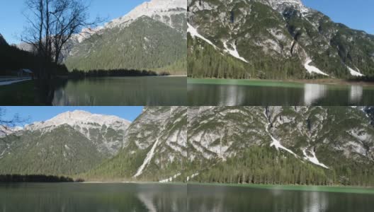 令人难以置信的高山湖泊，在白云石。意大利阿尔卑斯山的一个可爱的地方。水中的倒影。阳光明媚的春天。锅吧。Trentino Alto Adige. 4K UHD 59.94fps ProRes 422 HQ 10位高清在线视频素材下载