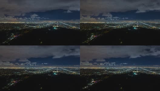 洛杉矶市中心和格里菲斯天文台夜晚时光流逝高清在线视频素材下载
