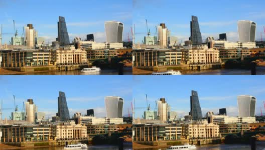 伦敦城，泰晤士河堤高清在线视频素材下载