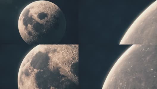 外太空的月球和阳光高清在线视频素材下载