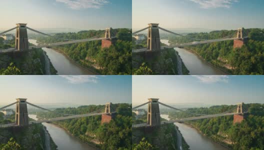 英格兰西南部布里斯托尔的克里夫顿吊桥，4k延时拍摄高清在线视频素材下载