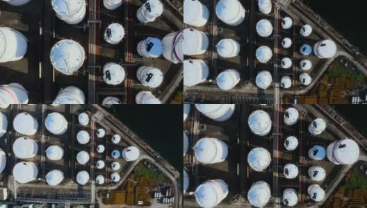 油码头油轮鸟瞰图港口高清在线视频素材下载