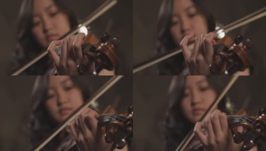 小提琴家拉小提琴手的特写高清在线视频素材下载