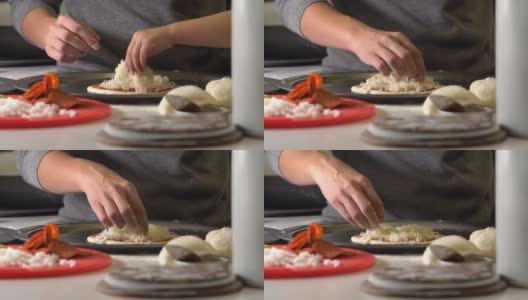 双手准备个人披萨高清在线视频素材下载