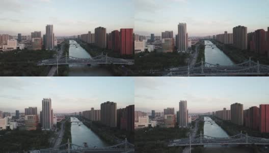 中国江苏省无锡现代城市建筑鸟瞰图高清在线视频素材下载