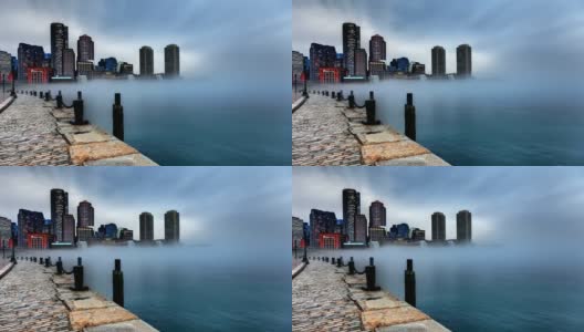 风暴云和大雾正在逼近波士顿市中心高清在线视频素材下载