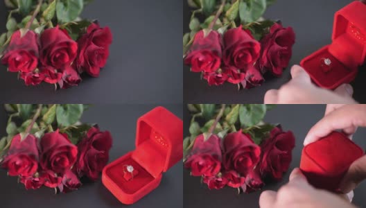红玫瑰结婚戒指高清在线视频素材下载