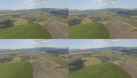 农田有不同的农作物类型，航拍视频高清在线视频素材下载