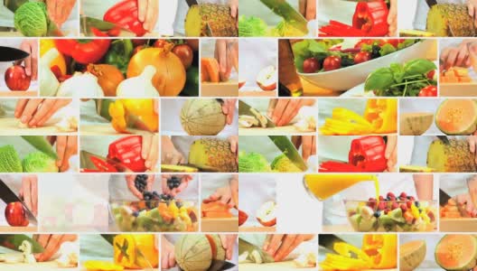 新鲜果蔬制作蒙太奇高清在线视频素材下载