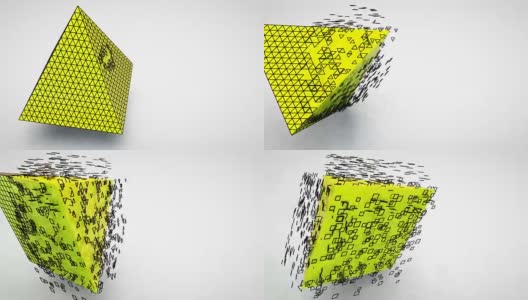 旋转的3d金字塔在灰色，背景高清在线视频素材下载