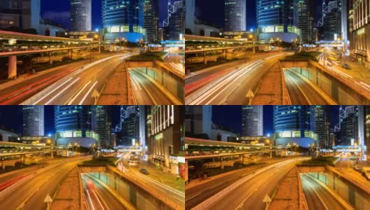 香港夜间交通城市景观4K延时(摇摄)高清在线视频素材下载