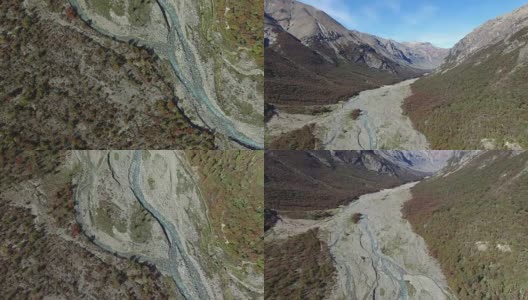 天线:巴塔哥尼亚:秋天的岩石山溪和河道高清在线视频素材下载