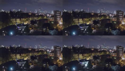 英国伯明翰市中心天际线夜景。高清在线视频素材下载