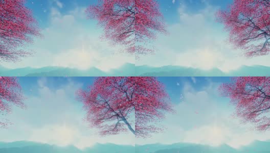樱花花瓣从树上飘落的慢镜头高清在线视频素材下载
