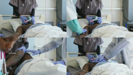 医生们用除颤器救活一位老年病人高清在线视频素材下载