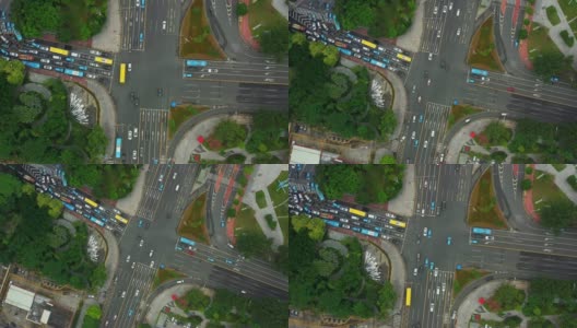 白天时间深圳市区交通街道十字路口高空俯视图4k中国高清在线视频素材下载