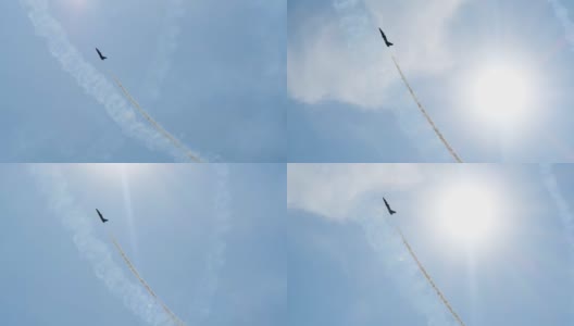 苏-35飞机正飞向太空，如同火箭冲破云层到达星星。高清在线视频素材下载