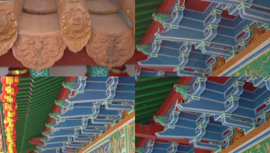 传统的中国屋顶和天花板装饰和工艺美术高清在线视频素材下载