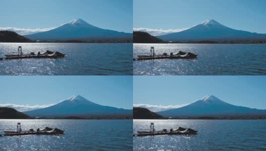 日本川口千子湖的富士山高清在线视频素材下载