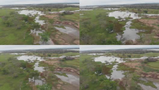 鸟瞰被淹没的农场高清在线视频素材下载