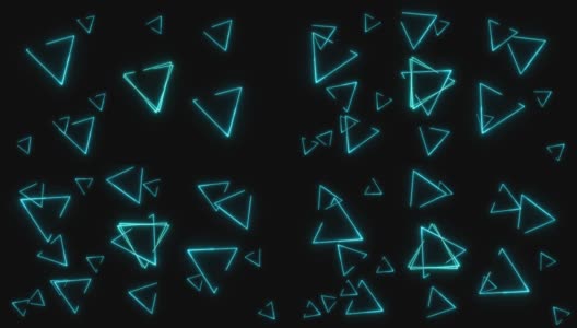 百三角形蓝光运动旋转和闪烁在黑屏上高清在线视频素材下载