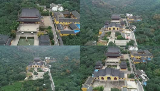 鸟瞰中国乡村山间佛寺。高清在线视频素材下载