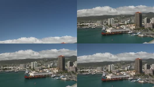 夏威夷檀香山市中心的天际线和码头高清在线视频素材下载