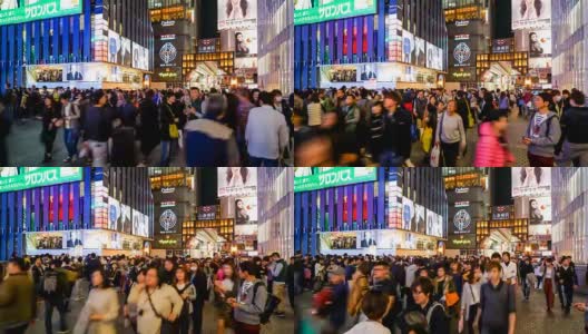 在大阪的南波街市场，人们拥挤不堪高清在线视频素材下载