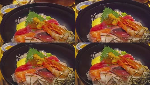 带有生生鱼片的米饭高清在线视频素材下载
