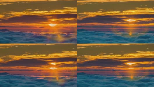 金色日出特写云覆盖阿巴拉契亚山脉高清在线视频素材下载